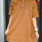 Polka Dot Denim Dress - Brown