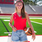Noa V-Neck Tank - Infra Red - Southern Belle Boutique