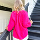 Hot Pink Gauze 3/4 Sleeve Top - Southern Belle Boutique