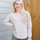 Taupe Striped VNeck Top