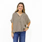 Brown Striped Button Down Shirt - Southern Belle Boutique