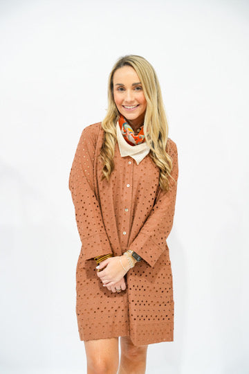 Beth Eyelet Dress - Brown - Southern Belle Boutique