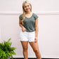 Sage Striped Sleeveless Tee