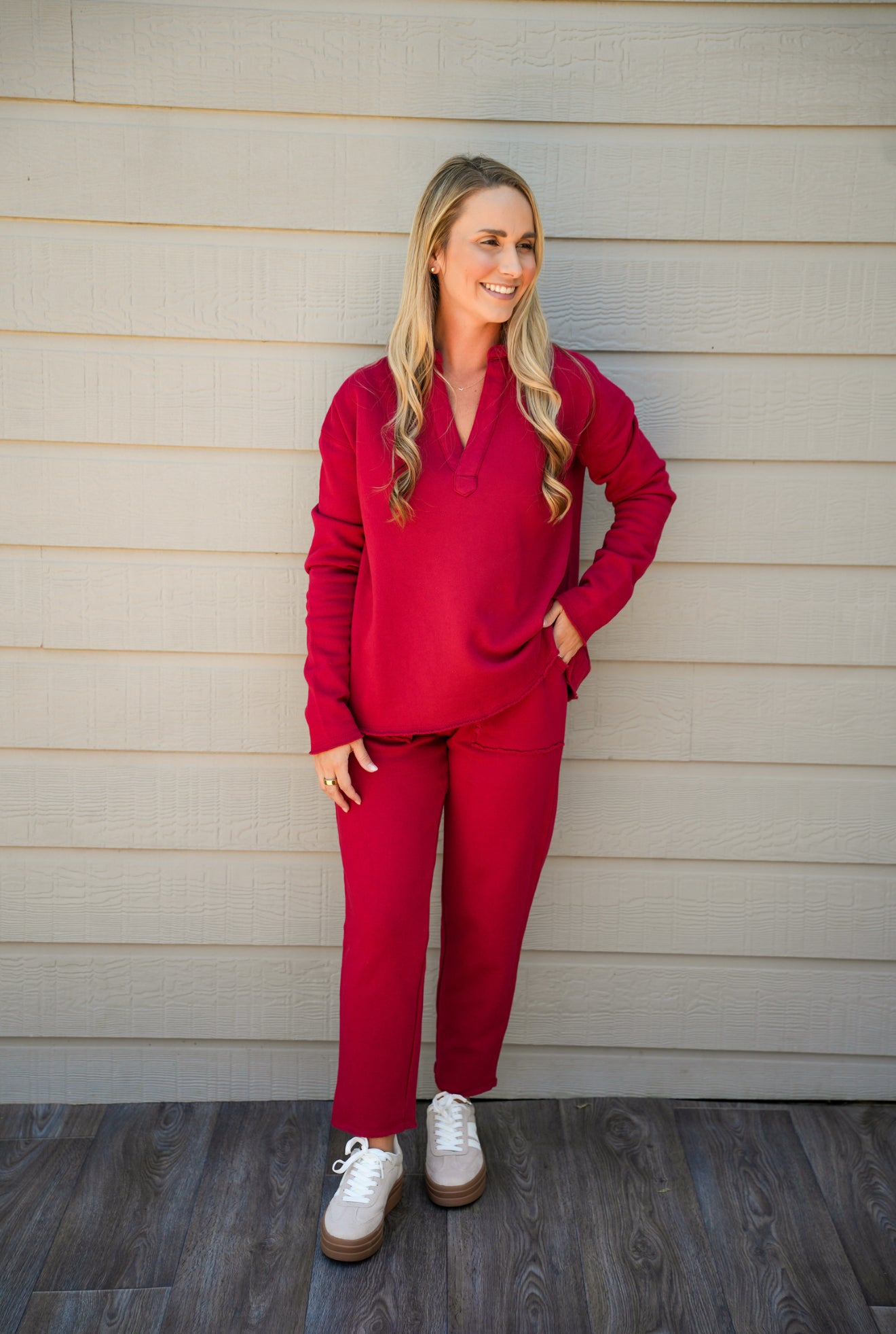 Malibu Essential Tapered Lounge Pants - Garnet Red
