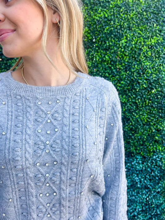 Carlotta Sweater - Marled Dk Gray - Southern Belle Boutique