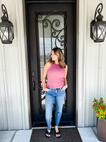 Mauve Ribbed Tank - Southern Belle Boutique