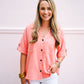 Button Down Pocket Shirt - Coral - Southern Belle Boutique