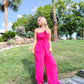 Hot Pink Strapless Jumpsuit - Southern Belle Boutique