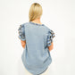 Beth Ruffle Sleeve Denim Top - Southern Belle Boutique