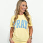 Pray Tshirt - Yellow Blue Gingham