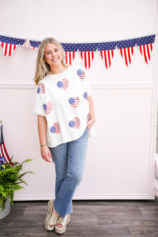 America Hearts French Terry Top