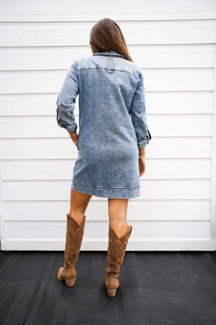 Anika Denim Dress - Medium Wash