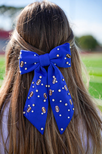 Game Day Charms Bow Clip - Blue