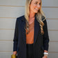 Shirred Sleeve Blazer - Black - Southern Belle Boutique
