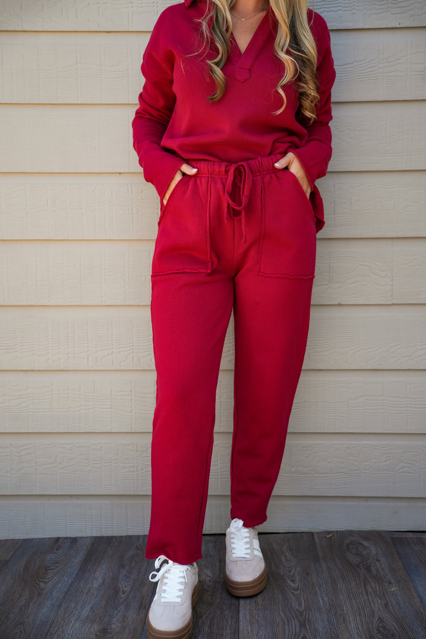 Malibu Essential Tapered Lounge Pants - Garnet Red