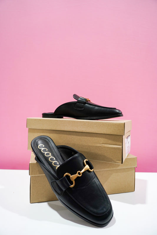 Eileen Black Mule Slide - Southern Belle Boutique