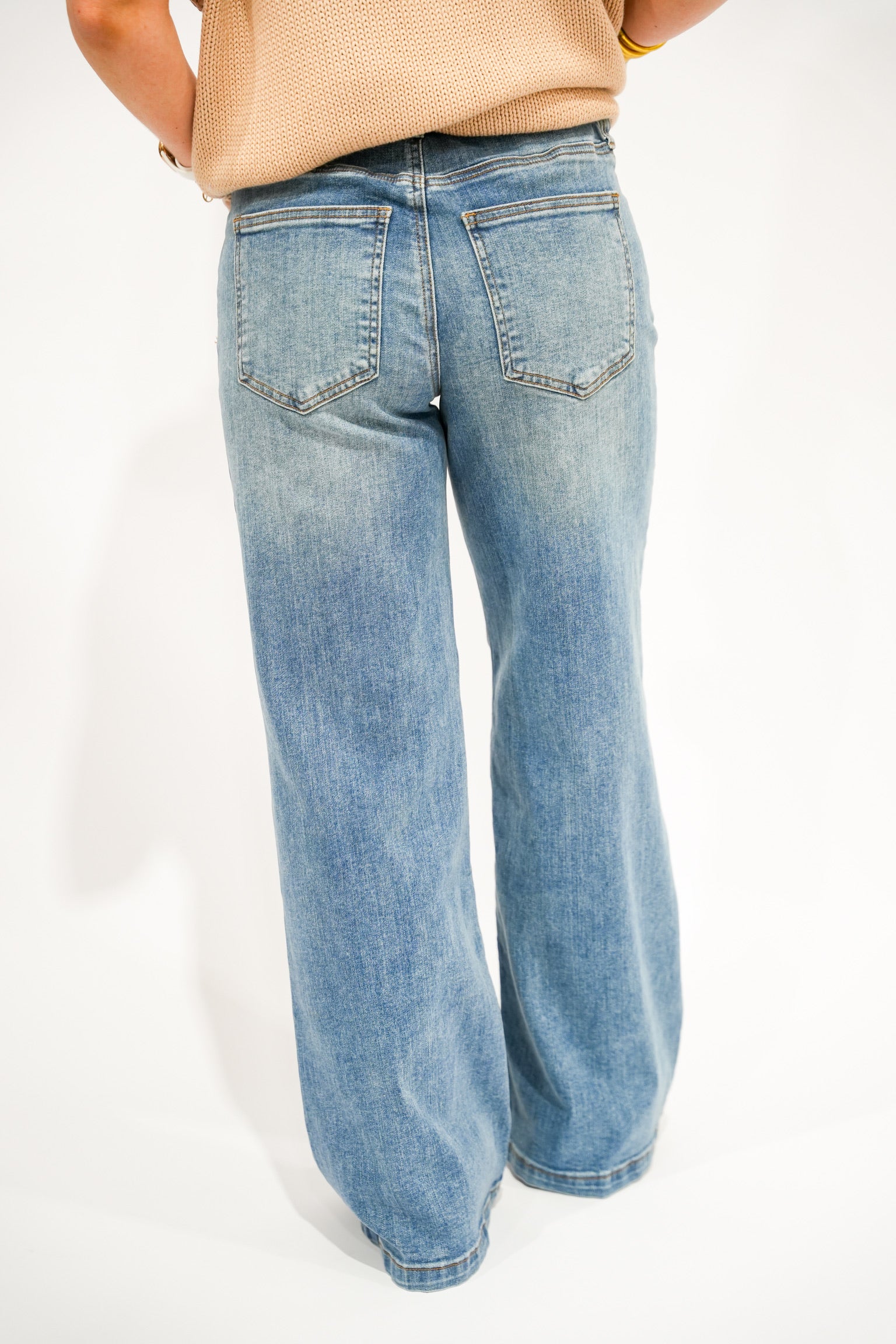 Maya High Rise Wide Leg Patch Jean - Affection - Southern Belle Boutique