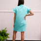 Turquoise Gathered Shirt Dress