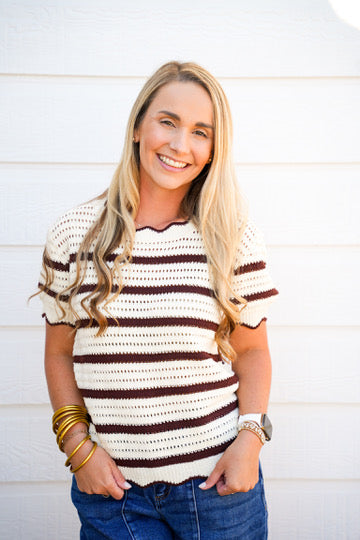 Espresso Scalloped Neck Sweater