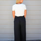 Cotton Linen Smocked Waist Pants with Tassel - Black - Southern Belle Boutique