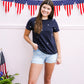 Star Embroidered Cotton Tee - Navy