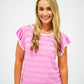 Pink Flutter Sleave Top - Southern Belle Boutique