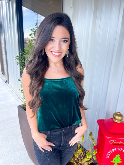 Lima Strap Cami - Forest Velvet - Southern Belle Boutique