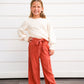 Brick Gathered Detail Wide Leg Pant