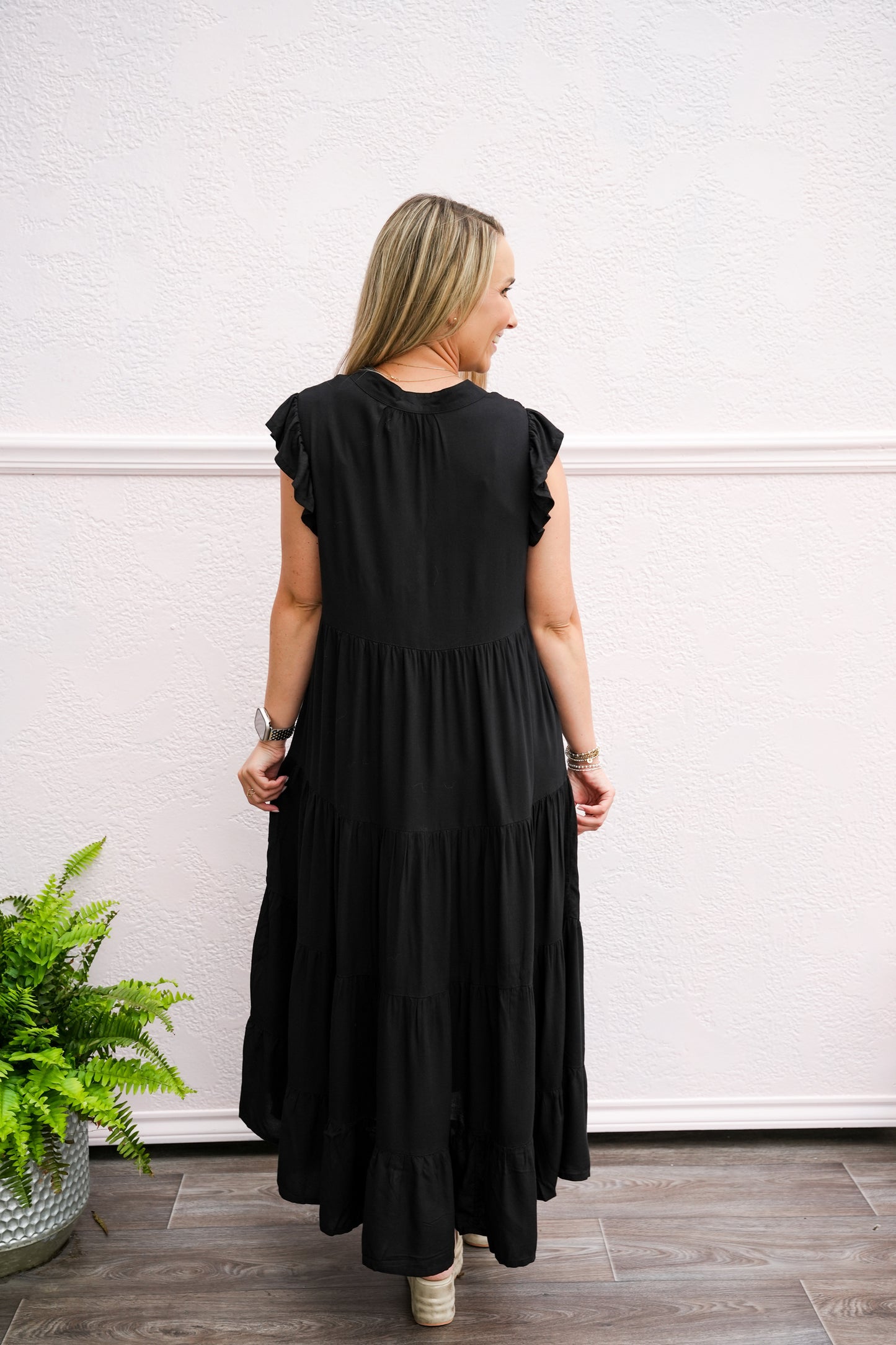 Black Multi Ruffled Dress