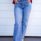 High Rise Crop Straight Rhinestone Jeans - Medium