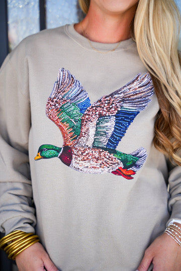 Faux Rhinestone Duck Sweatshirt