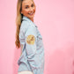Denim Chambray w/Patches/Peace - Southern Belle Boutique