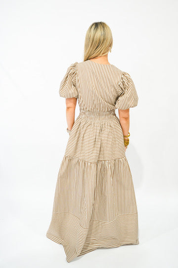 Savanna Brown Striped Maxi Dress - Southern Belle Boutique