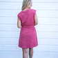 Striped Crew Neck Mini Dress - Crimson Red