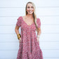 Rust Floral Printed Mini Dress