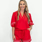 Red Linen Short Set