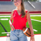 Noa V-Neck Tank - Infra Red - Southern Belle Boutique