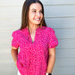 Hot Pink Heart Pattern Printed Blouse Top - Southern Belle Boutique