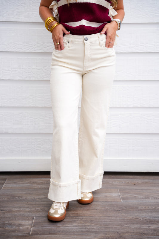 Meg High Rise Wide Leg - Candle