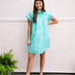 Turquoise Gathered Shirt Dress