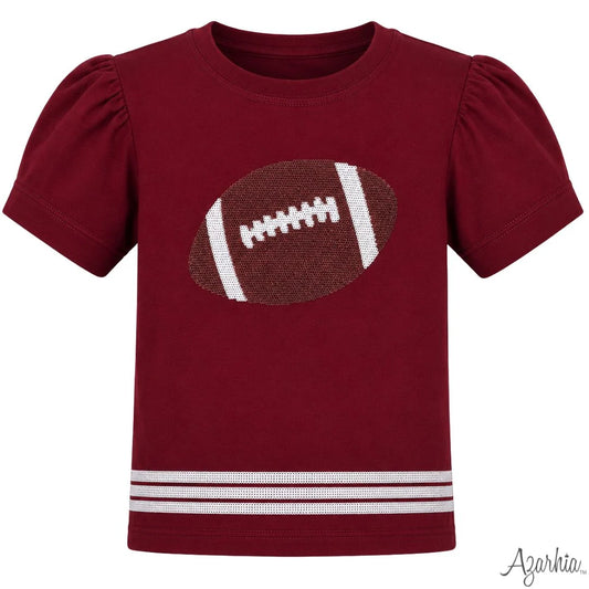 Sequin Football SS Holly Maroon Top - Southern Belle Boutique