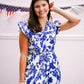 Blue Floral Printed Tiered Maxi Dress