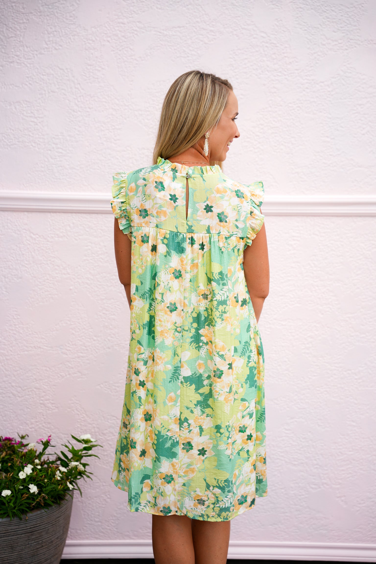 Sage Floral Babydoll Dress L Sage Floral Babydoll Dress L