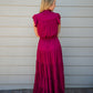 Satin Tiered Maxi Dress - Fall Red