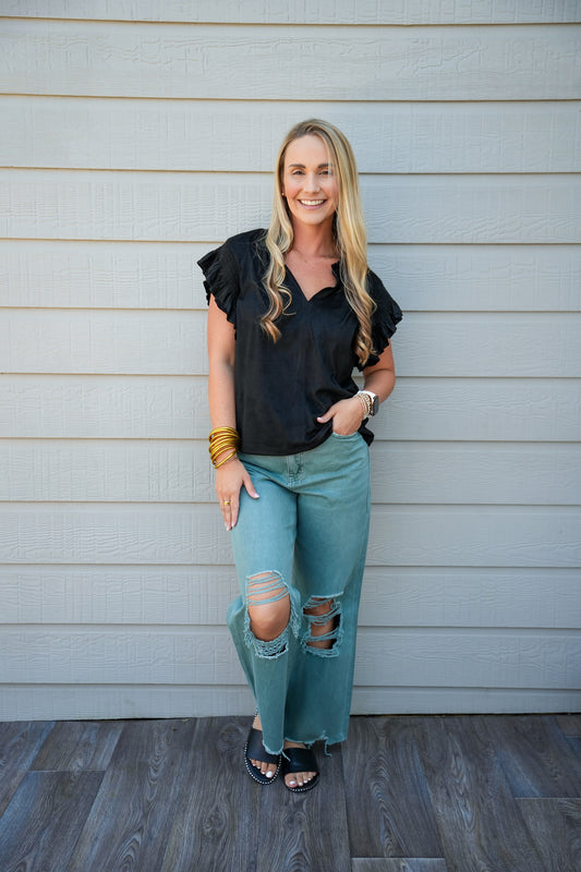 Army Green Vintage Crop Flare Jean