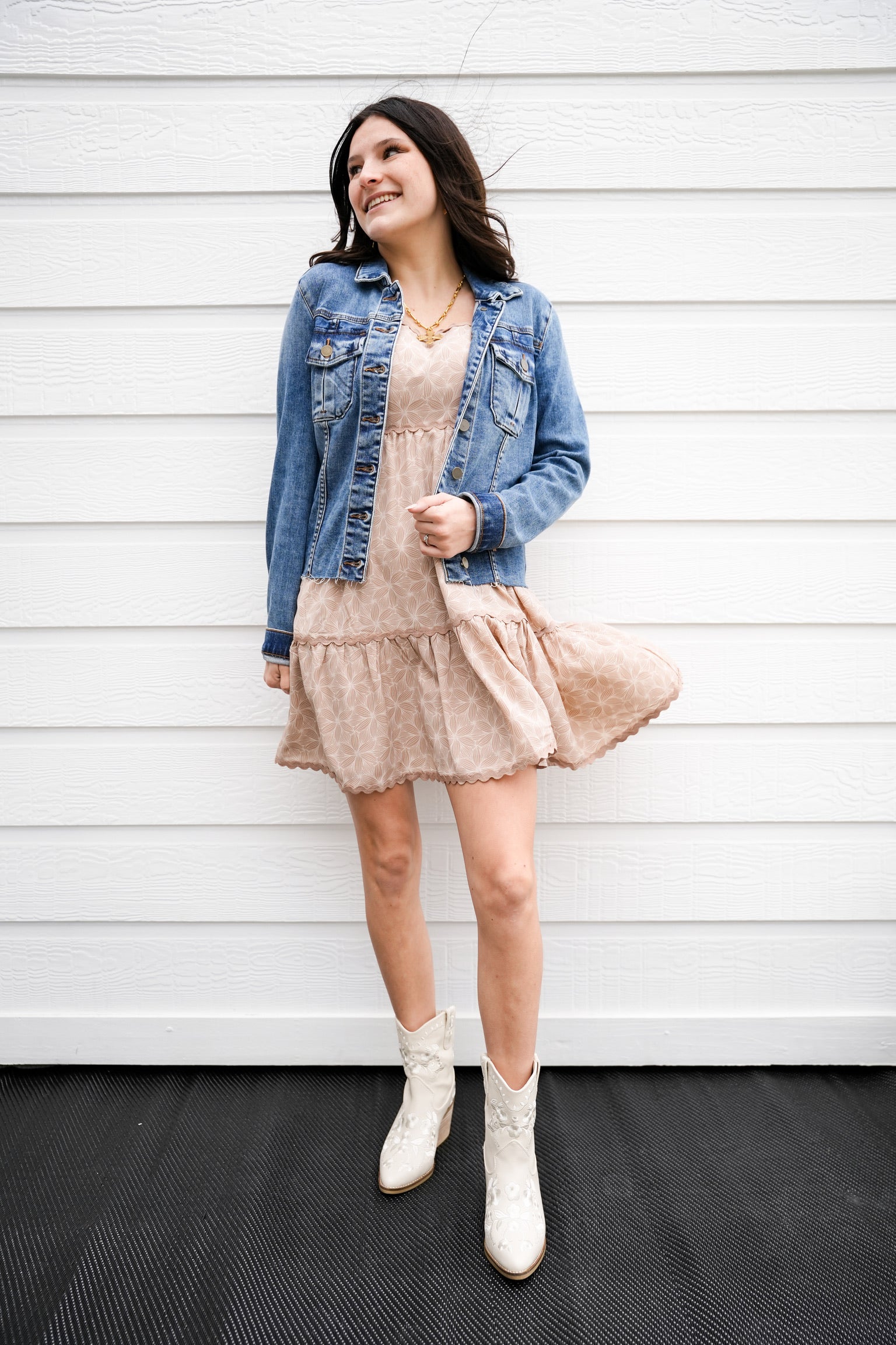 Sand Floral Smocked Mini Dress - Southern Belle Boutique