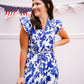 Blue Floral Printed Tiered Maxi Dress