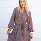 Brown Abstract Waist Tie Mini Dress