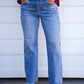 High Rise Crop Straight Rhinestone Jeans - Medium