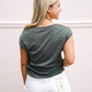 Sage Striped Sleeveless Tee